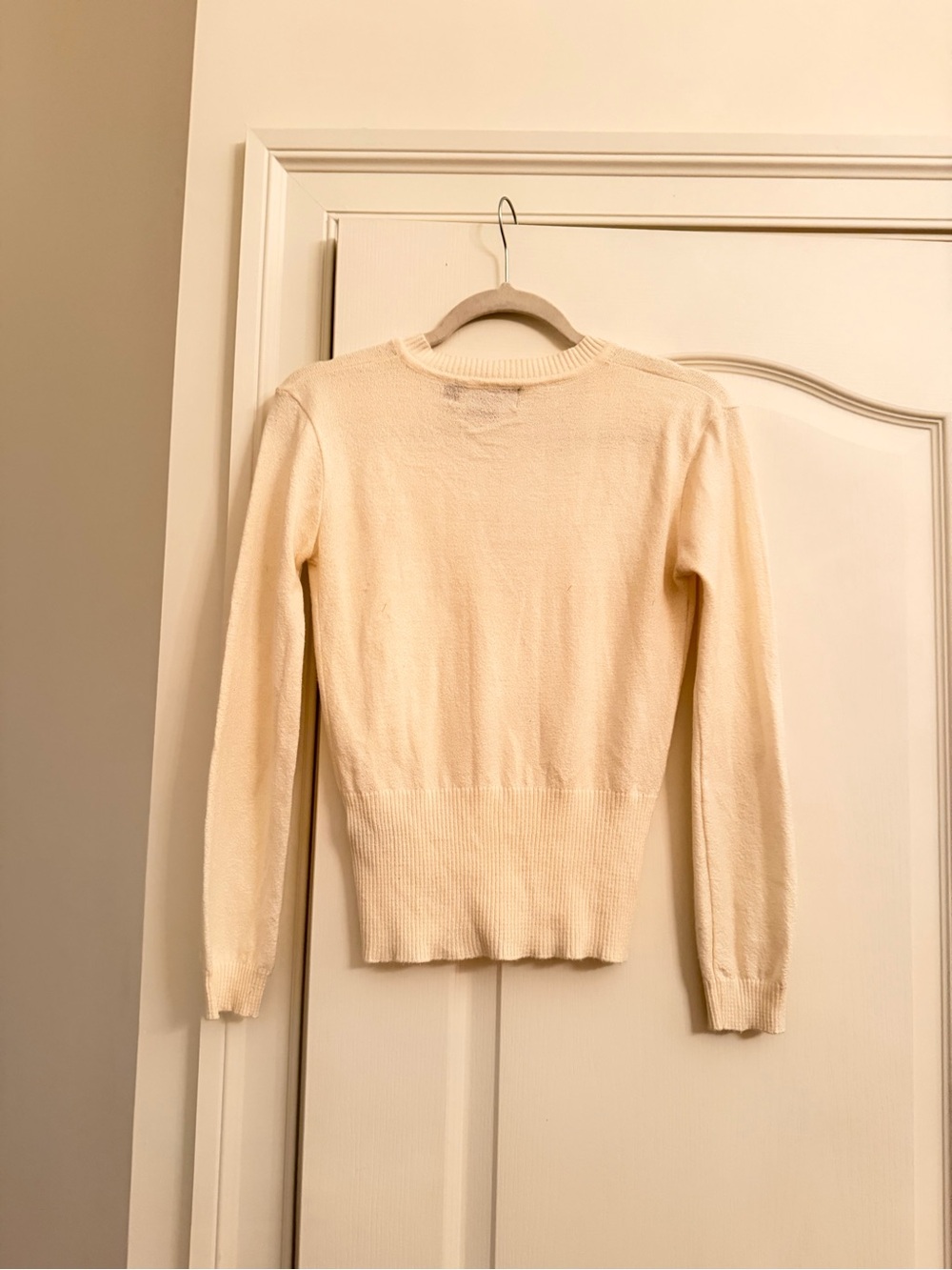 Polo by Ralph Lauren Cream Button-Up V-Neck Cardigan with Pink Pony - Picture 6 of 6